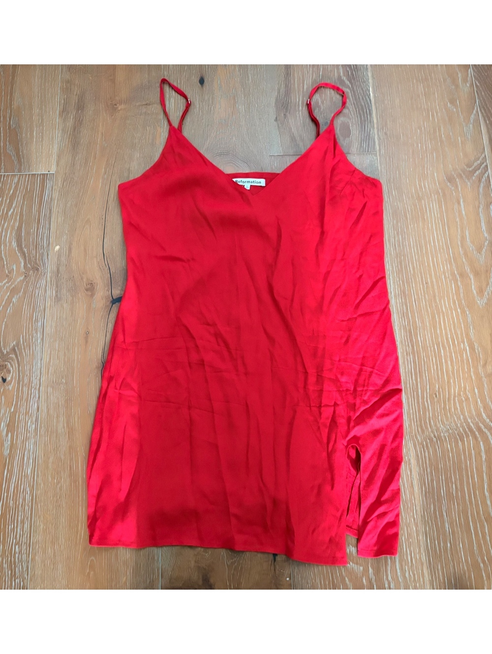 Reformation Red Slip Dress Satin Viscose Rayon Parisian Chic Large